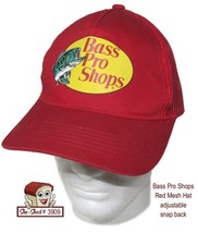 Bass Pro Shops Red Mesh Hat - adjustable snap hat OSFM Bass Pro Red Hat - £11.90 GBP