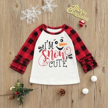 NEW Snowman &#39;Snow Cute&#39; Girls Christmas Ruffle Sleeve Shirt - £3.97 GBP