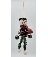 Handmade Rustic Pine &amp; Bottle Brush Snowman Christmas Ornament w/ Twine ... - £7.90 GBP