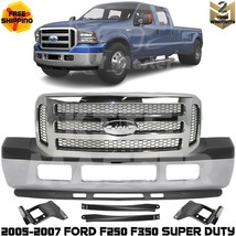 Front Bumper Face Bar Chrome &amp; Grille Assembly Kit For 2005-2007 Ford F-... - £514.39 GBP