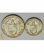 1930 Panama 1/4 Balboa &amp; 1/2 Balboa Pièce Argent plein De 2, Km#11.1 , 12.1 - $1,214.03 MXN