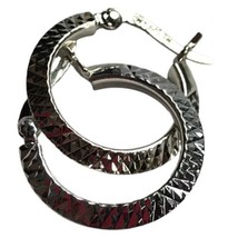 Sterling Silver Signed SU Diamond Cut Small Hoop Earrings - £25.35 GBP