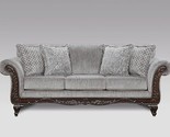 Roundhill Furniture Hernen Carved Wood Frame Sofa, Gray - $1,837.99