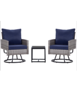 3-Pc Wicker Patio Set: Swivel Chairs, Coffee Table, Outdoor Garden - $4,593.63 MXN