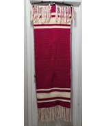 Handmade Crochet Afghan Lap Blanket  Sofa/Couch Throw Runner Pink-White ... - $44.55