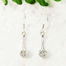 Natural Clear Crystal Gemstone Earrings, Birthstone Earrings, 925 Sterling Silve - £21.83 GBP