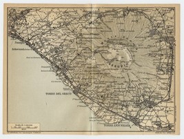 1925 Original Vintage Map Vicinity Of Mount Vesuvius Volcano Naples Napoli Italy - $26.01