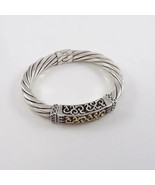 HEAVY 46 grams Sterling Silver 14K Yellow Gold Modernist Bangle Bracelet - $337.15 CAD