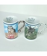 2 Danbury Mint Comical Cat on the Prowl &amp; Fence Coffee Cup Mug Gary Patt... - £25.62 GBP