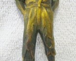 Antique Signed J Ruhl Tom Sawyer Gilt Paperweight Statue with Celluloid ... - $123.75