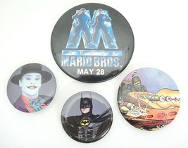 Vintage Buttons Pinback Lot of 4 Super Mario Bros Batman Joker 1987 GI Joe - £7.42 GBP