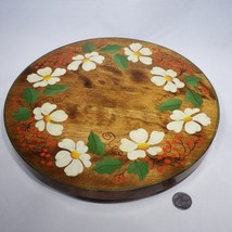 Hand Crafted 12” Wood Tabletop Lazy Susan Flowers Weston Bowl Mill Vermont EUC - £23.94 GBP