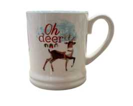 Threshold Oh Deer Christmas Green White Coffee Mug 16oz Stoneware 4 Inch... - $15.83