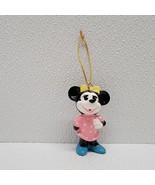 Vintage Disney Minnie Mouse Pink Dress Christmas Ornament Japan Ceramic - $14.89 CAD