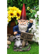 Ebros Grumpy Mr Gnome Dwarf With Feisty Raccoon Raising Fists Not Welcom... - $69.99