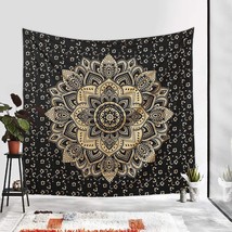 Gold Mandala Tapestry Bedroom Aesthetic - Indie Wall Tapestry Hippie Room Decor  - £18.98 GBP