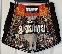 TUFF Adult Muay Thai Boxing MMA Kickboxing Workout Shorts Orange Black T... - $908.11 MXN