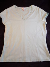 Womens Stretch Cotton V Neck T Shirt Size Large Casual Corner Lite Green - £7.90 GBP