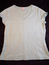 WOMENS STRETCH COTTON V NECK T SHIRT Size Large Casual Corner Lite Green - $9.89