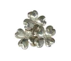 Vintage Sterling Silver Signed Beau Clustered Triple Dogwood Flower Brooch Pin - $39.60