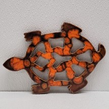 Vintage 1978 K. Davis Ceramic Turtle Decor Brown Orange - £15.18 GBP