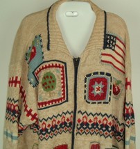 Heirloom Collectibles Sweater 2000 Country Teacher Zip Cardigan Americana L/XL - £19.72 GBP
