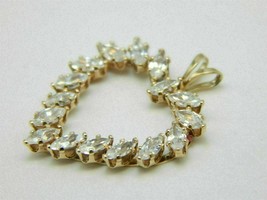2Ct Marquise Cut CZ Diamond Heart Pendant 14k Yellow Gold Finish 18&quot;Chain - £150.23 GBP