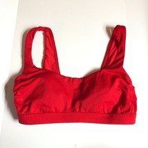 Kona Sol Bikini Top Ribbed Scoop Neck Molded Cups Red S - $4.99