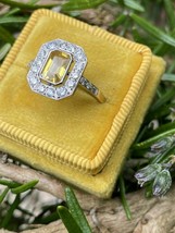 2.50 Ct Emerald Cut Yellow Sapphire Art Deco Engagement Ring 14k White Gold Fn - £90.74 GBP