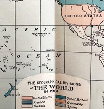Map Geographic Divisions Of The World In 1901 1902 Color Print DWV8A - $32.50