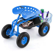 Costway Extendable Handle Garden Cart Rolling Wagon Scooter-Blue - Color... - $231.49