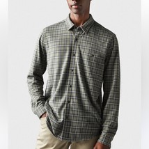 RHONE Olive/Navy Plaid Knit Flannel Button Up Shirt Size Large - $66.76