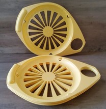 Vintage Lot 4 Plastic Yellow Frem Corp 813-1 Paper Plate Cup Holders Picnic USA - £18.47 GBP