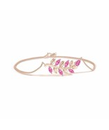 ANGARA Pear and Marquise Pink Sapphire Olive Branch Bracelet in 14K Soli... - £515.37 GBP
