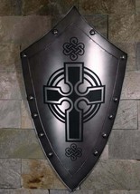 Medieval Knight Black Heater Templar Shield ~ Battle Warrior Steel Shield ~ Crus - £97.83 GBP