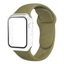 Glass+Case+Strap For Apple Watch Band  Dark Olive  45mm series 7 - £6.41 GBP