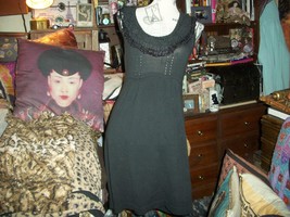 NANETTE LEPORE She&#39;s Sooo Hot Jet Black Crochet Neck  Dress Size XS - £31.65 GBP