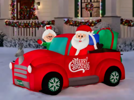 8.5 Ft. Christmas Airblown Inflatable Santa &amp; Mrs Claus Truck Delivery New - £97.13 GBP