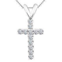 1/10 CTW Pave Lab-Created Moissanite Cross Pendant Necklace 925 Sterling Silver - £46.21 GBP