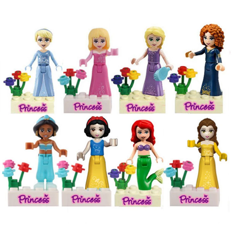 Disney 8pcs Cartoon princess Building Blocks Bricks Mini Action Figures Kids - £20.45 GBP