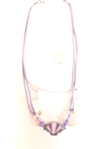 Girl&#39;s Pink and Purple Choker Necklace Beads Adjustable Length Lobster Closure - £6.25 GBP