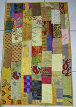 Patchwork Silk Patola Kantha Quilt, Bedspread Blanket, Handstitch Blanket - £30.15 GBP+