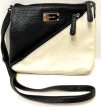 Nine West Womens Faux Leather Cross Body Purse Black and White 9x7.75x1.5&quot; - $15.57