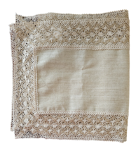 Holiday Beige/Gold Sparkly Table Scarf w/ Lace Trim - New - $14.99