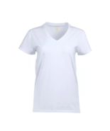 Blue Mountain YKL-9072 Women&#39;s Short Sleeve V-Neck T-shirt, White, Large - $30.22 CAD