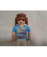 Vintage 1992 Playmobil Woman / Lady Figure w/ Blue &amp; White Outfit - £1.96 GBP