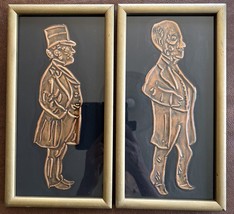 Rare Vintage Hammered Hand Tooled Copper Men Art, Framed - 12.75 x 6.75 ... - $24.18