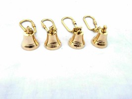 Lot Of 4 Nautical Brass Bell Key Chain Collectible Marine Nautical Key Ring - £26.38 GBP