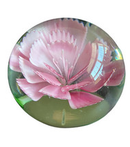 Vintage Napco Handblown Glass Paperweight, Pink Flower 3&quot;  EUC - $29.60