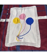 Handmade Nursery Crochet cream Baby Blanket W/ three Balloons 32”x45” - $45.00